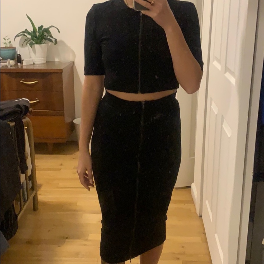 Black top and skirt set
